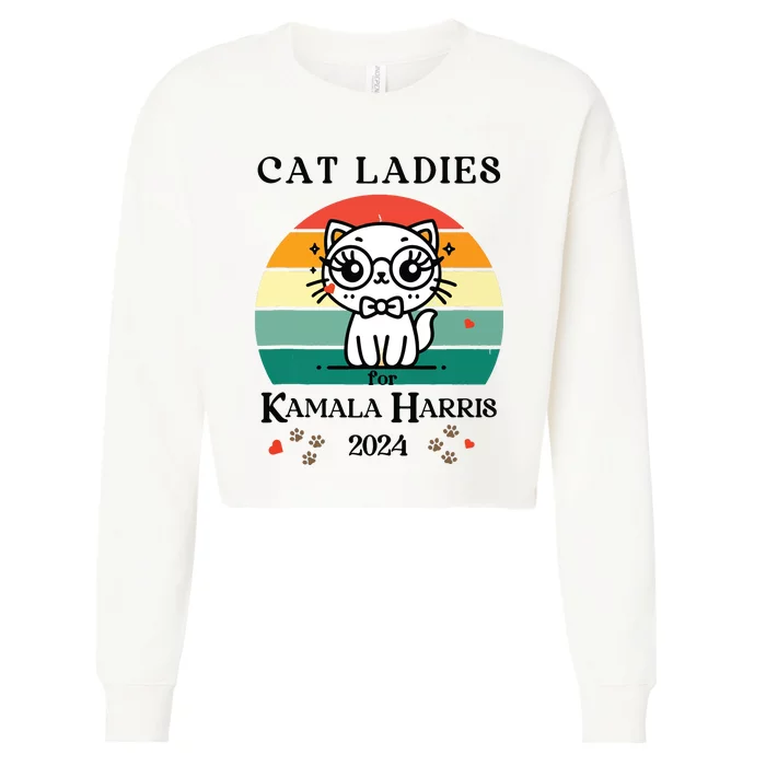 Cat Ladies For Kamala Harris Cropped Pullover Crew