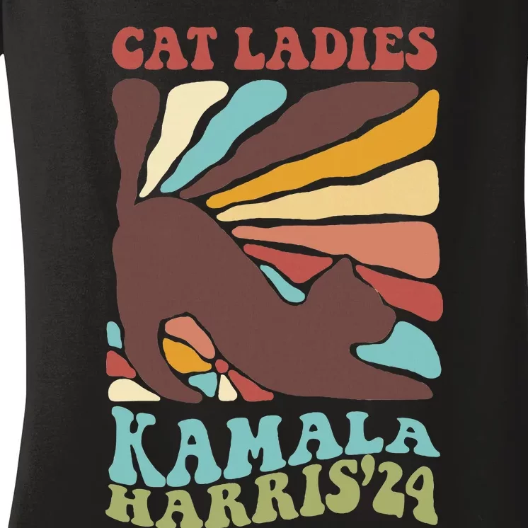 Cat Ladies For Kamala Harris 2024 Women's V-Neck T-Shirt