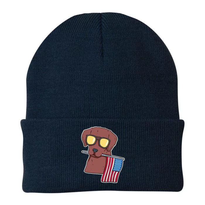 Chocolate Lab For 4th Of July Knit Cap Winter Beanie