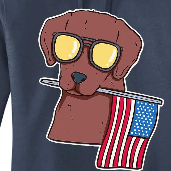 Chocolate Lab For 4th Of July Women's Pullover Hoodie