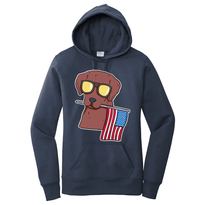 Chocolate Lab For 4th Of July Women's Pullover Hoodie