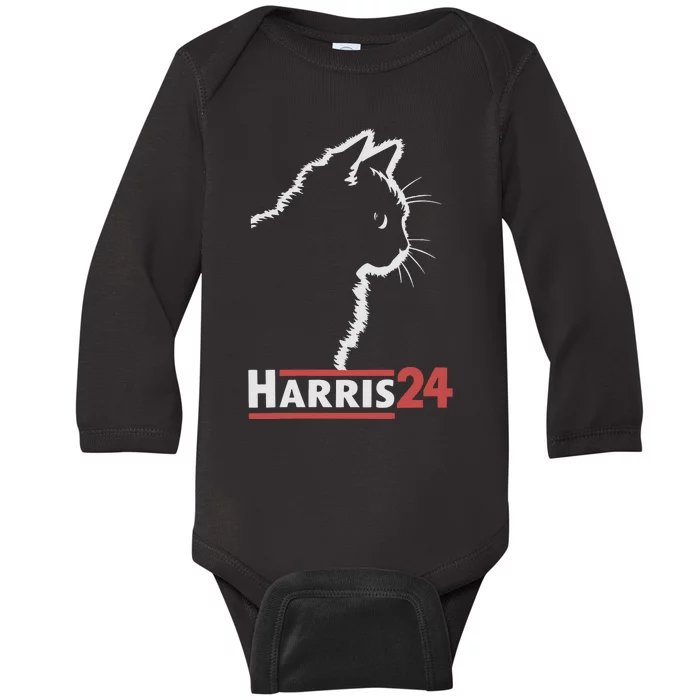 Cat Ladies For Kamala Harris 24 Baby Long Sleeve Bodysuit