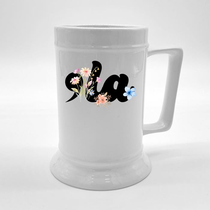 Comma La Floral Kamala Harris President 2024 Front & Back Beer Stein