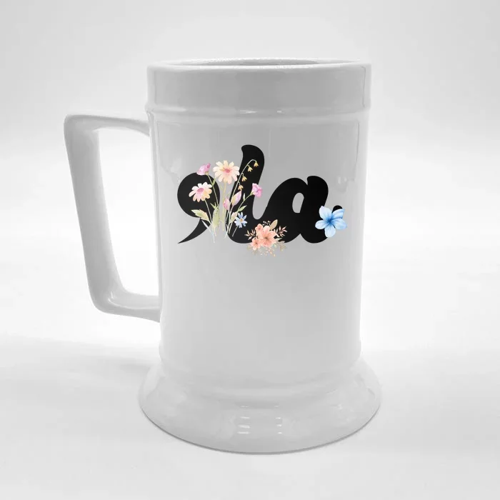 Comma La Floral Kamala Harris President 2024 Front & Back Beer Stein