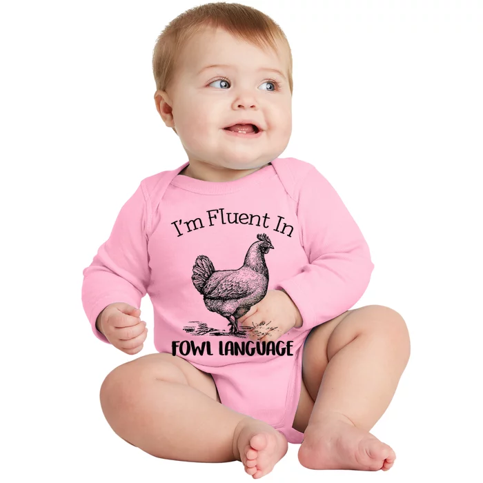 Chicken Lovers Fluent In Fowl Language Baby Long Sleeve Bodysuit