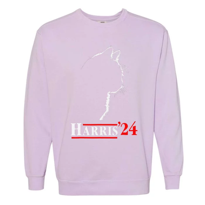 Cat Ladies For Kamala Funny Cat 2024 President Kamalaharris Gift Garment-Dyed Sweatshirt