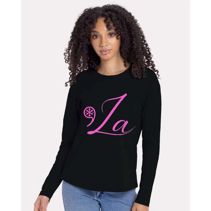 Comma La First Female President 2024 Feminine Funny Womens Cotton Relaxed Long Sleeve T-Shirt