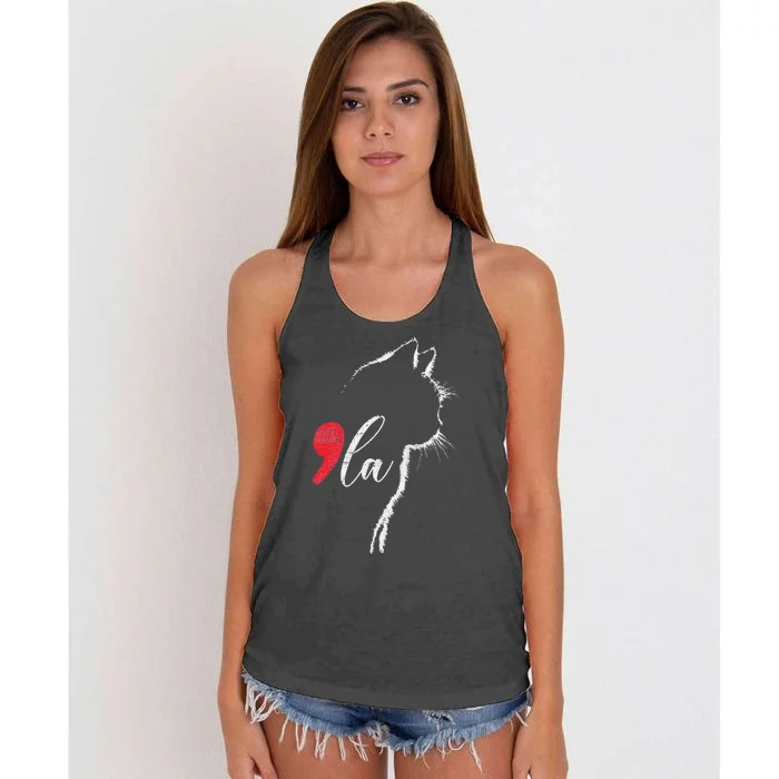 Cat Ladies For Kamala Harris For President 2024 Comma La Cat Gift Women's Knotted Racerback Tank