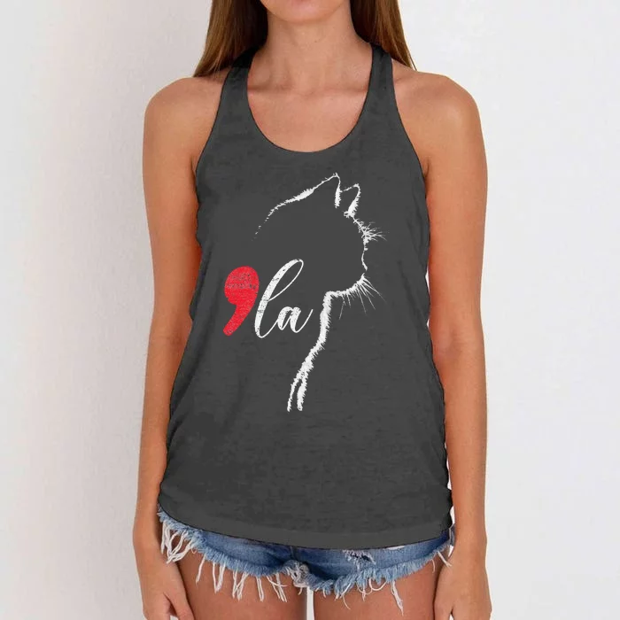 Cat Ladies For Kamala Harris For President 2024 Comma La Cat Gift Women's Knotted Racerback Tank