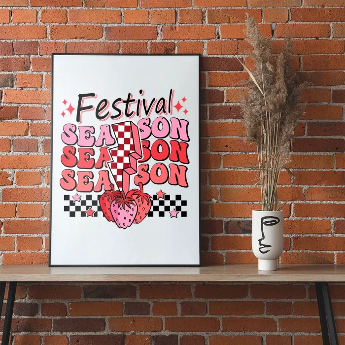 Checkered Lightning Festival Season Strawberry Fruit Lover Poster