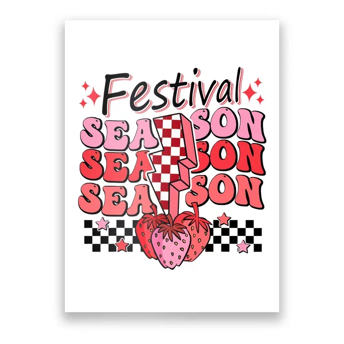 Checkered Lightning Festival Season Strawberry Fruit Lover Poster