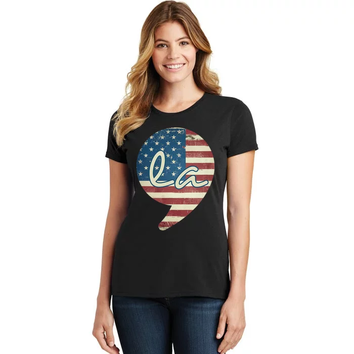 Comma La Funny Kamala Harris Usa Flag Women's T-Shirt