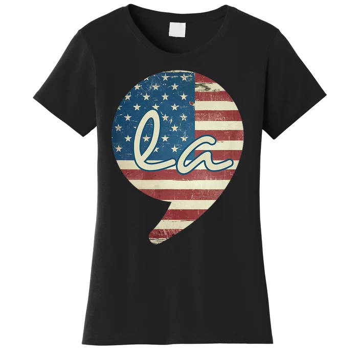 Comma La Funny Kamala Harris Usa Flag Women's T-Shirt