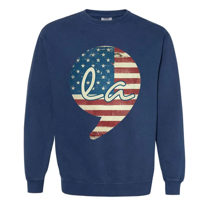 Comma La Funny Kamala Harris Usa Flag Garment-Dyed Sweatshirt