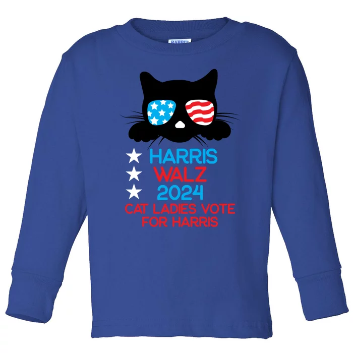 Cat Ladies For Harris 2024 Gift Toddler Long Sleeve Shirt