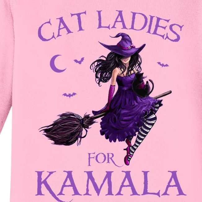 Cat Ladies For Kamala Harris 2024 Witches Harris Halloween Baby Long Sleeve Bodysuit