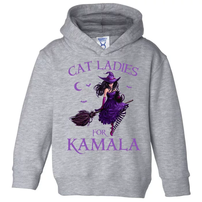 Cat Ladies For Kamala Harris 2024 Witches Harris Halloween Toddler Hoodie