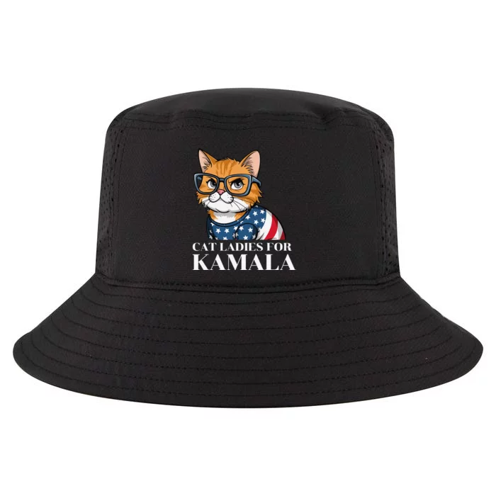 Cat Ladies For Kamala Funny Cat 2024 President Kamala Harris Cool Comfort Performance Bucket Hat