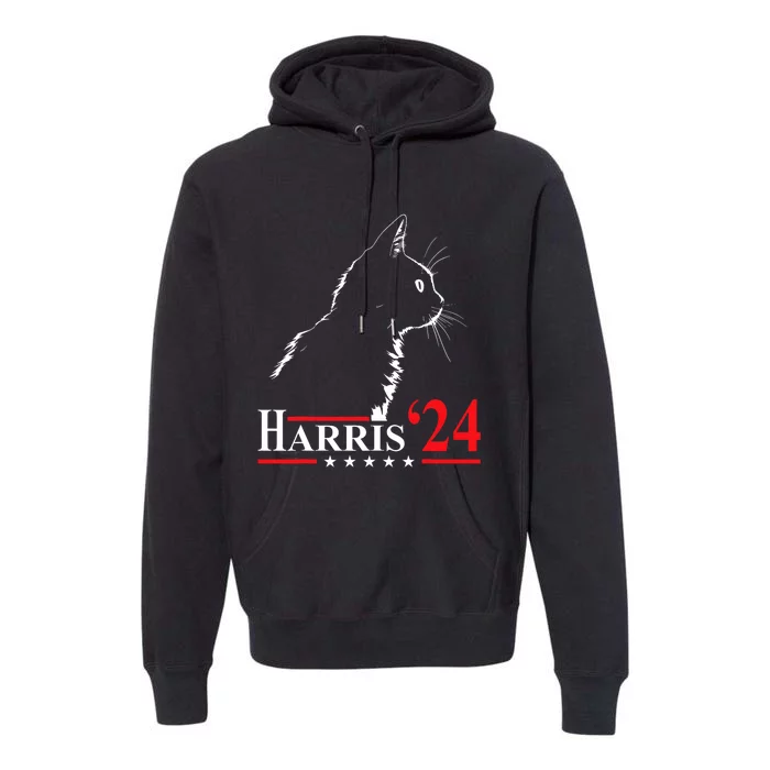 Cat Ladies For Kamala Funny Cat 2024 President Kamala Harris Premium Hoodie