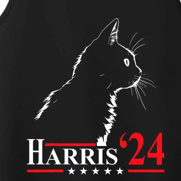 Cat Ladies For Kamala Funny Cat 2024 President Kamala Harris Performance Tank