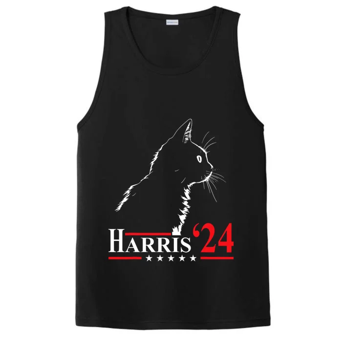 Cat Ladies For Kamala Funny Cat 2024 President Kamala Harris Performance Tank