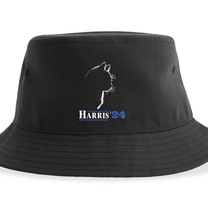 Cat Ladies For Kamala Funny Cat 2024 President Kamalaharris Sustainable Bucket Hat