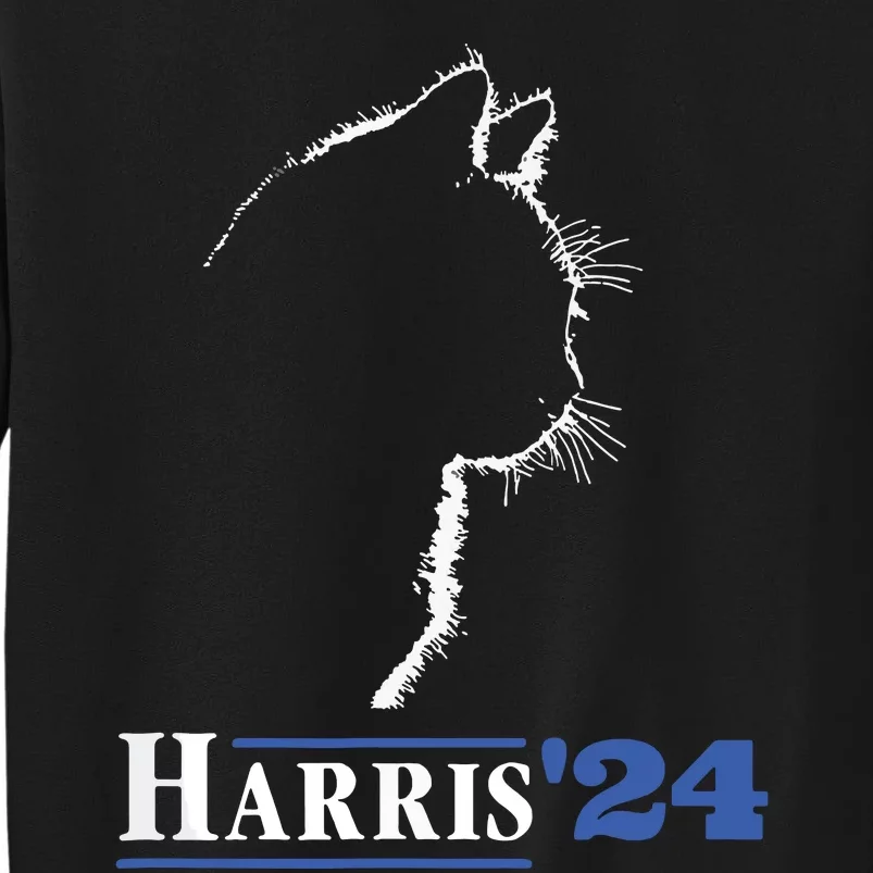 Cat Ladies For Kamala Funny Cat 2024 President Kamalaharris Tall Sweatshirt