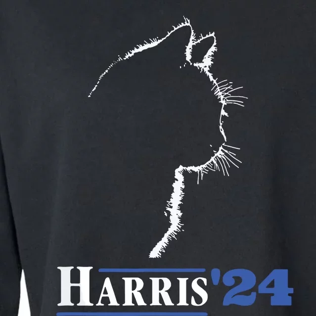 Cat Ladies For Kamala Funny Cat 2024 President Kamalaharris Cropped Pullover Crew