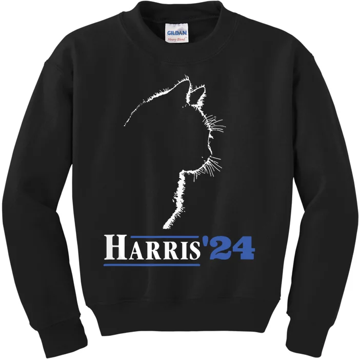 Cat Ladies For Kamala Funny Cat 2024 President Kamalaharris Kids Sweatshirt