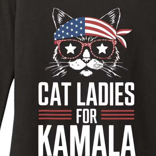 Cat Ladies For Kamala Funny Cat 2024 President Kamalaharris Womens CVC Long Sleeve Shirt