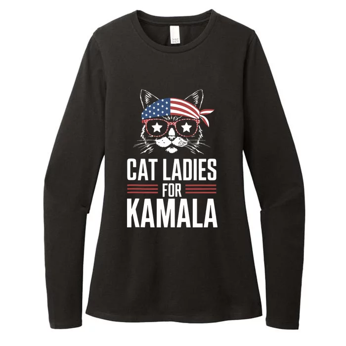 Cat Ladies For Kamala Funny Cat 2024 President Kamalaharris Womens CVC Long Sleeve Shirt