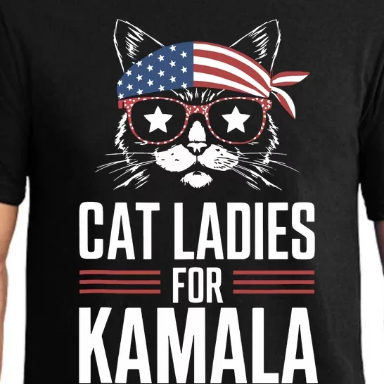 Cat Ladies For Kamala Funny Cat 2024 President Kamalaharris Pajama Set