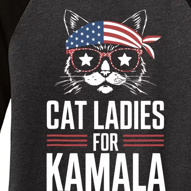 Cat Ladies For Kamala Funny Cat 2024 President Kamalaharris Women's Tri-Blend 3/4-Sleeve Raglan Shirt