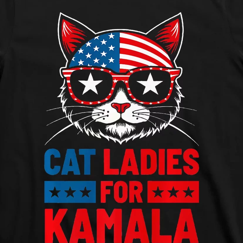 Cat Ladies For Kamala Funny Cat 2024 President Kamala Harris T-Shirt