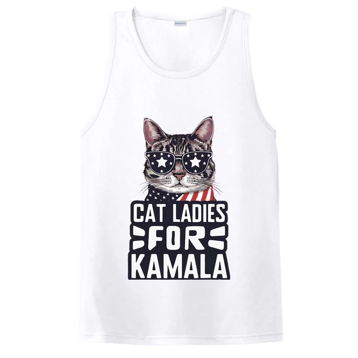 Cat Ladies For Kamala Funny President 2024 Kamala Harris Performance Tank