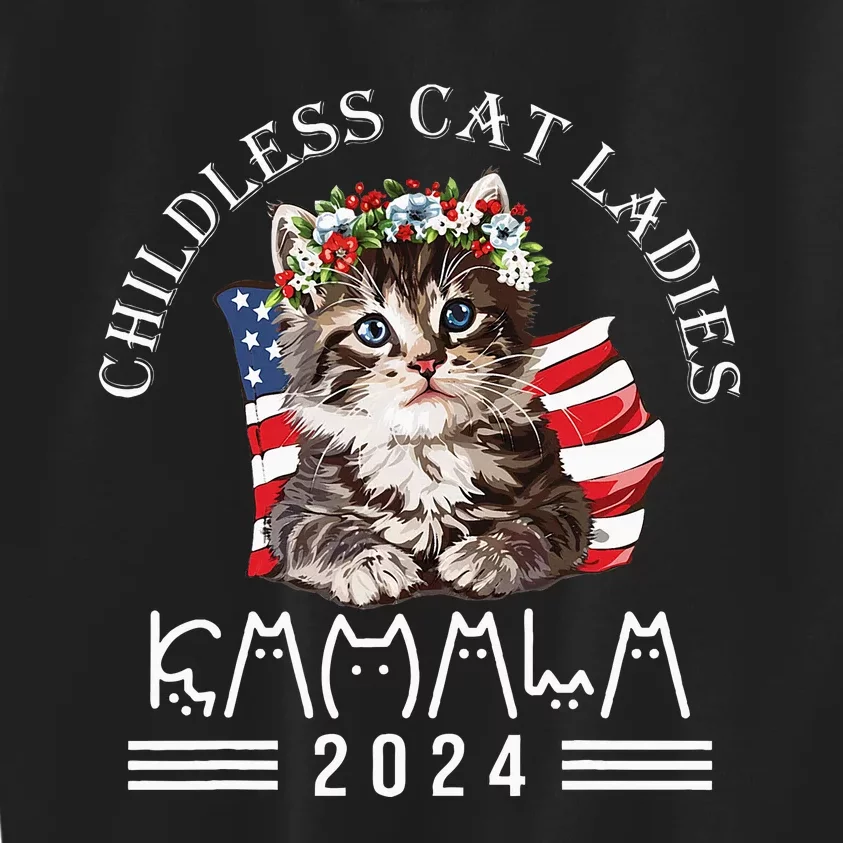 Cat Lady Fun Childless Cat Ladies 2024 Kids Sweatshirt