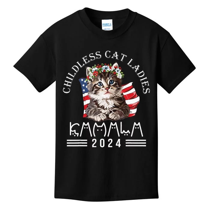 Cat Lady Fun Childless Cat Ladies 2024 Kids T-Shirt