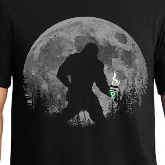 Coffee Lovers Funny Sasquatch Moon Bigfoot Hot Coffee Java Funny Gift Pajama Set