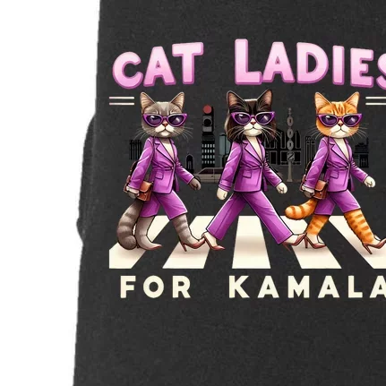 Cat Ladies For Kamala Voting Kamala Harris 2024 Cat Lover Doggie 3-End Fleece Hoodie