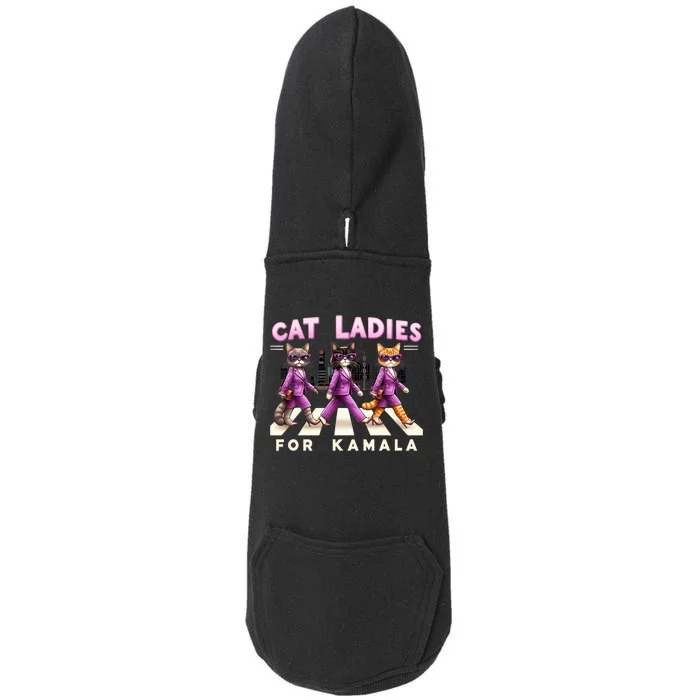 Cat Ladies For Kamala Voting Kamala Harris 2024 Cat Lover Doggie 3-End Fleece Hoodie