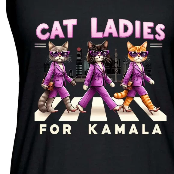 Cat Ladies For Kamala Voting Kamala Harris 2024 Cat Lover Ladies Essential Flowy Tank