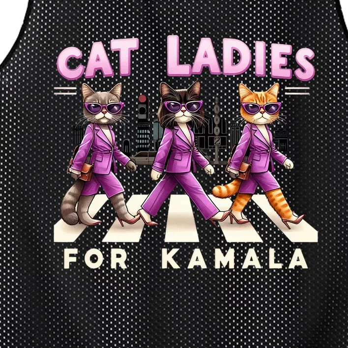 Cat Ladies For Kamala Voting Kamala Harris 2024 Cat Lover Mesh Reversible Basketball Jersey Tank