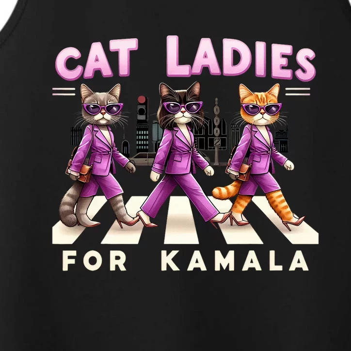 Cat Ladies For Kamala Voting Kamala Harris 2024 Cat Lover Performance Tank