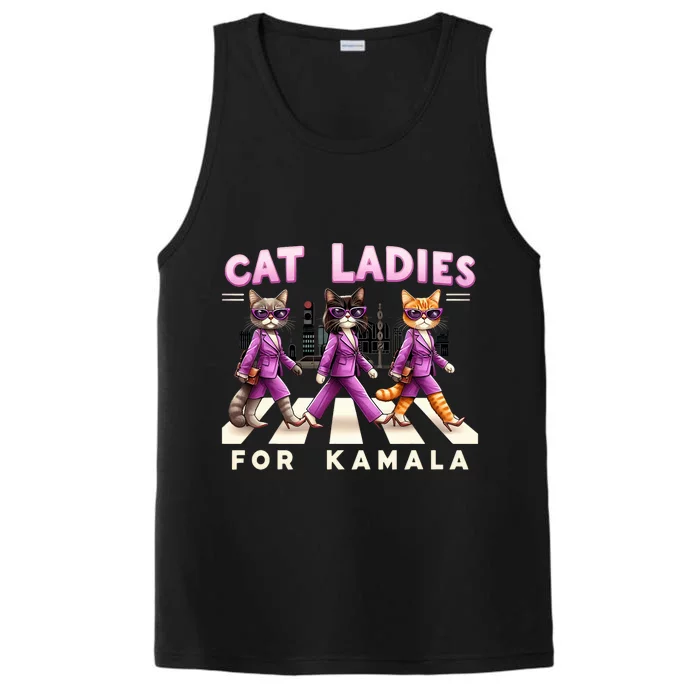 Cat Ladies For Kamala Voting Kamala Harris 2024 Cat Lover Performance Tank