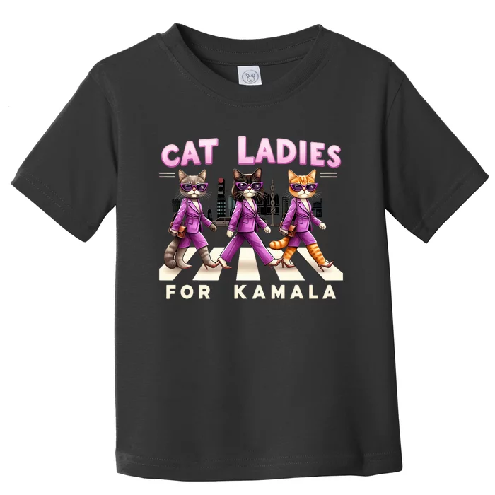 Cat Ladies For Kamala Voting Kamala Harris 2024 Cat Lover Toddler T-Shirt