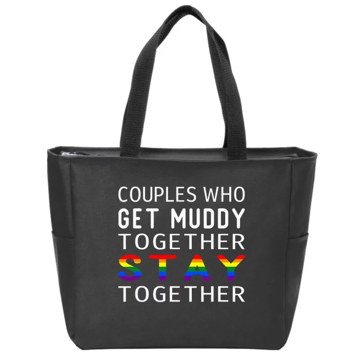 Couples LGBT Flag Mud Run Running Group Team ATV Race Zip Tote Bag