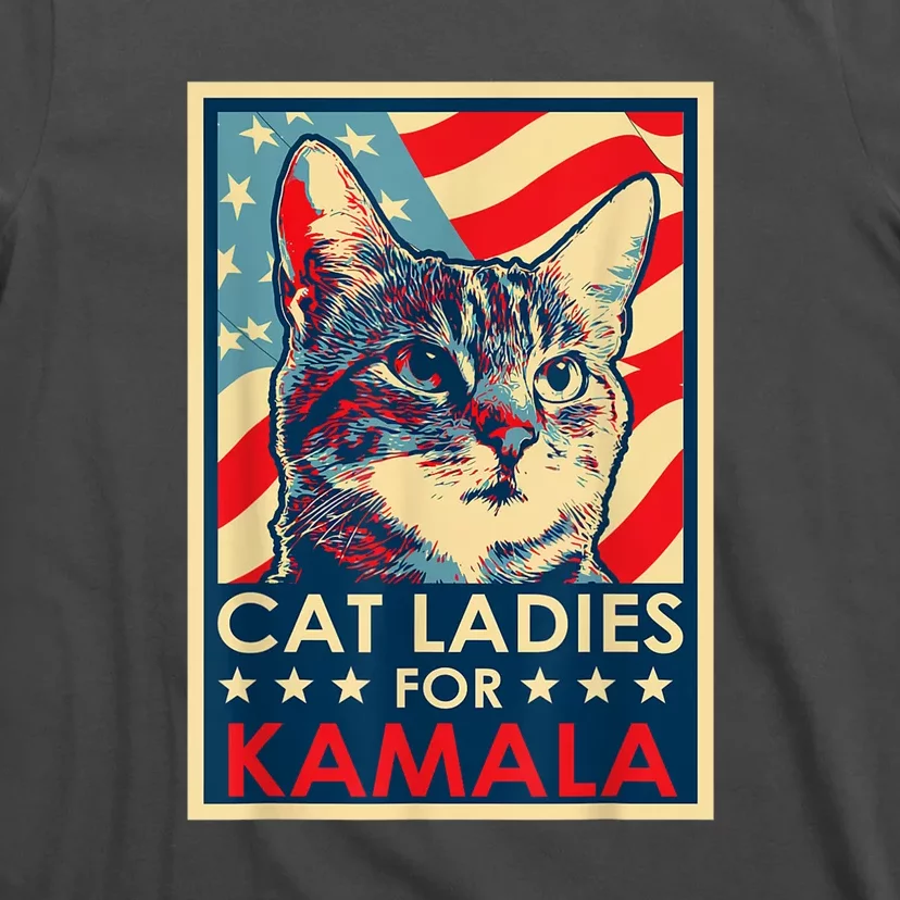 Cat Ladies For Kamala Funny Cat 2024 President Kamalaharris T-Shirt