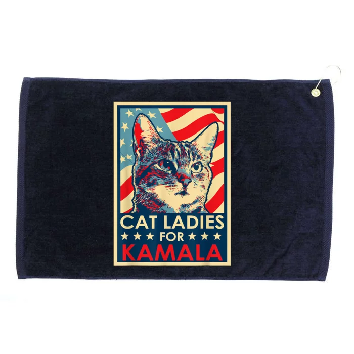 Cat Ladies For Kamala Funny Cat 2024 President Kamalaharris Grommeted Golf Towel