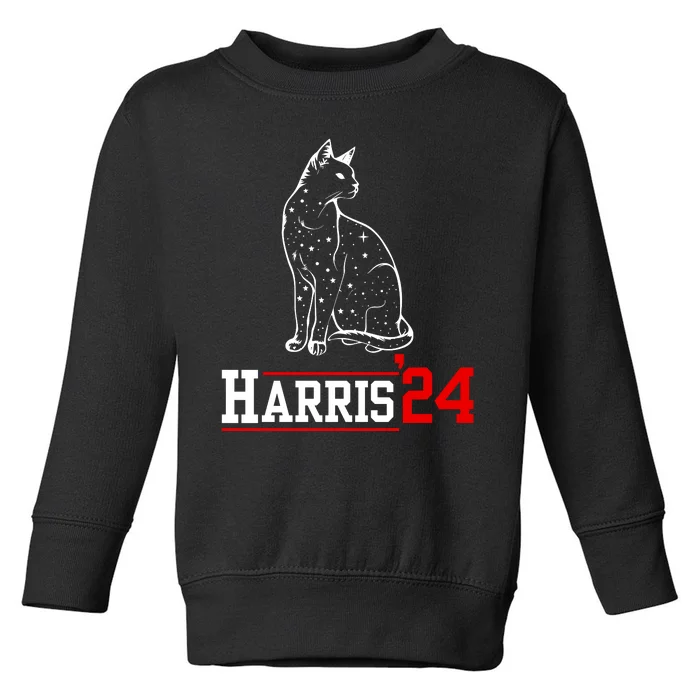 Cat Ladies For Kamala Funny Cat 2024 President Kamalaharris Toddler Sweatshirt