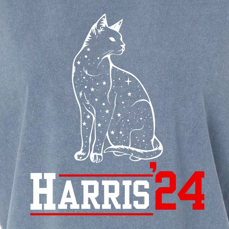 Cat Ladies For Kamala Funny Cat 2024 President Kamalaharris Garment-Dyed Women's Muscle Tee